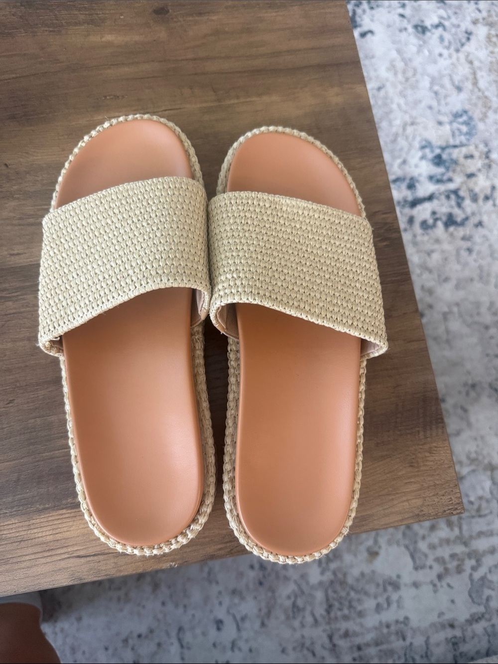 Neutral Woven Slide Sandals - Women